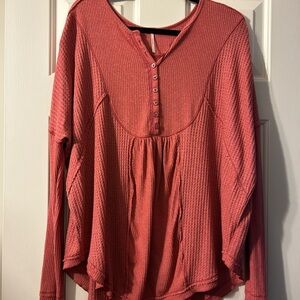 Free People Ribbed Bib Collar Blouse